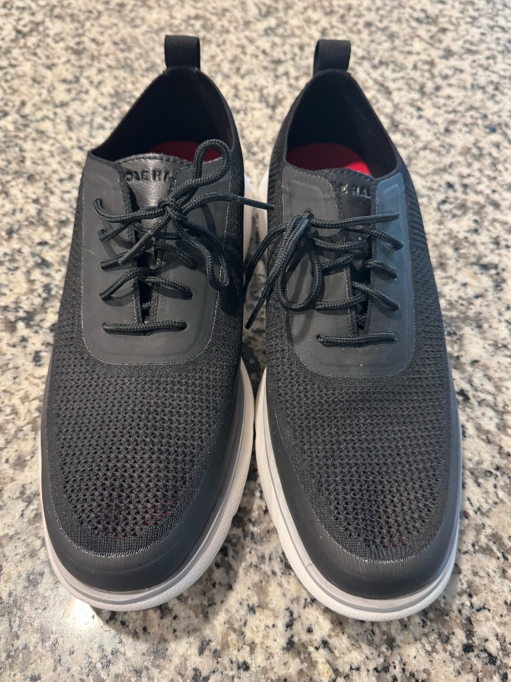 Cole Haan Black Knit Lace-Up Sneakers with White Midsole